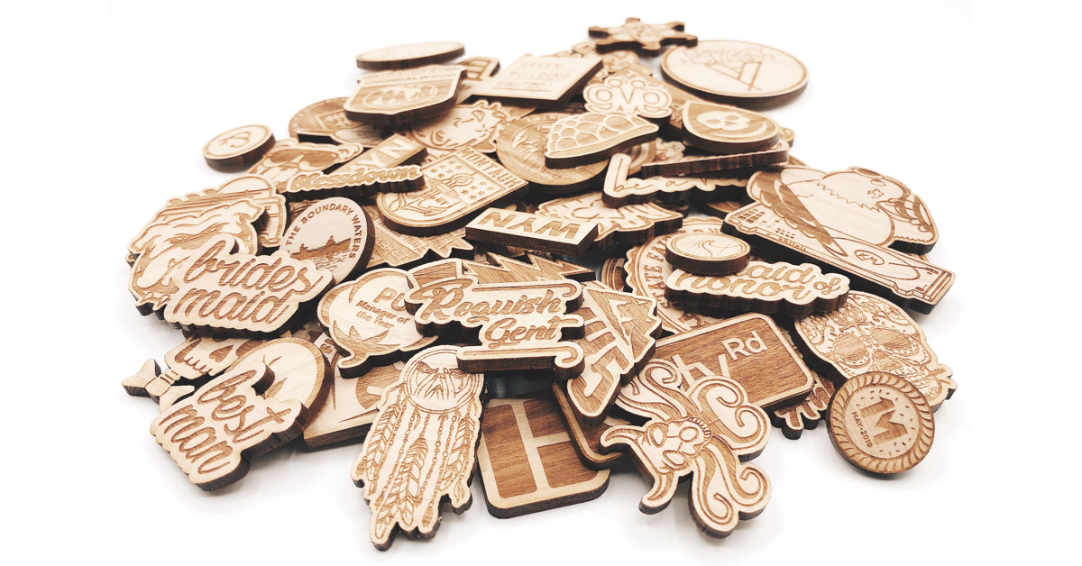 Custom Wood Pins, Stickers, Tokens & more! – The Wooden Pin